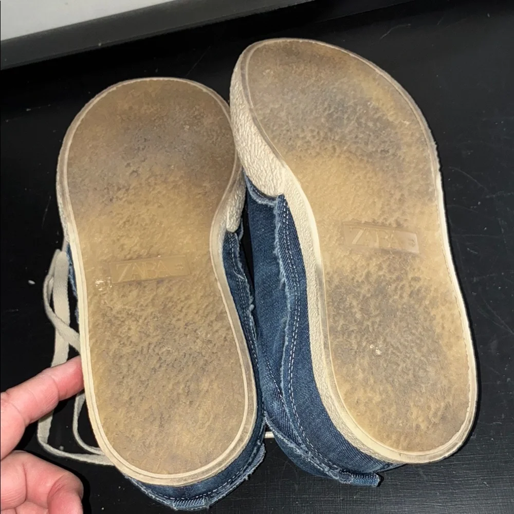 Zara Denim Blue and Cream Casual Sneakers - Picture 6 of 10